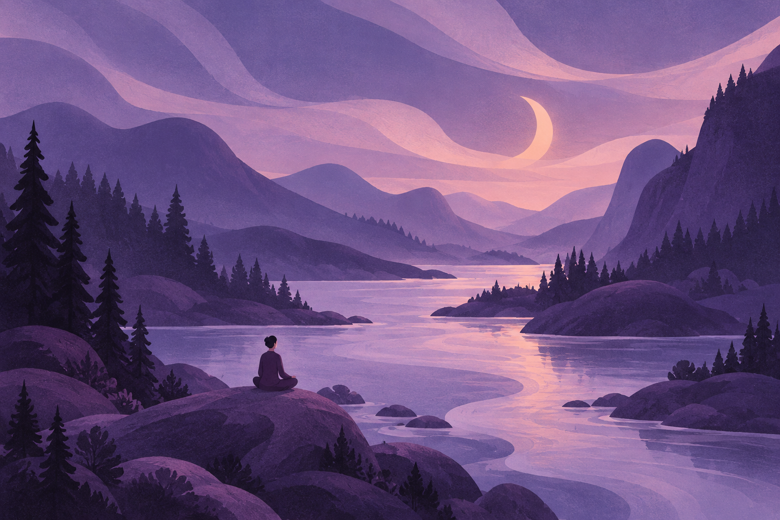 Meditation by a violet river
